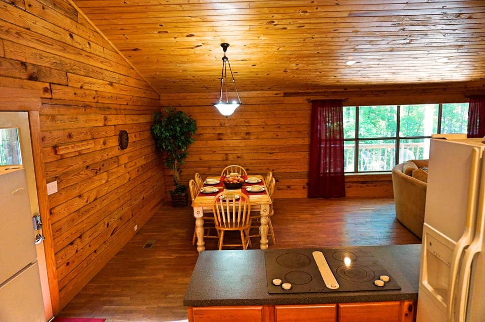 View of dining area from kitchen