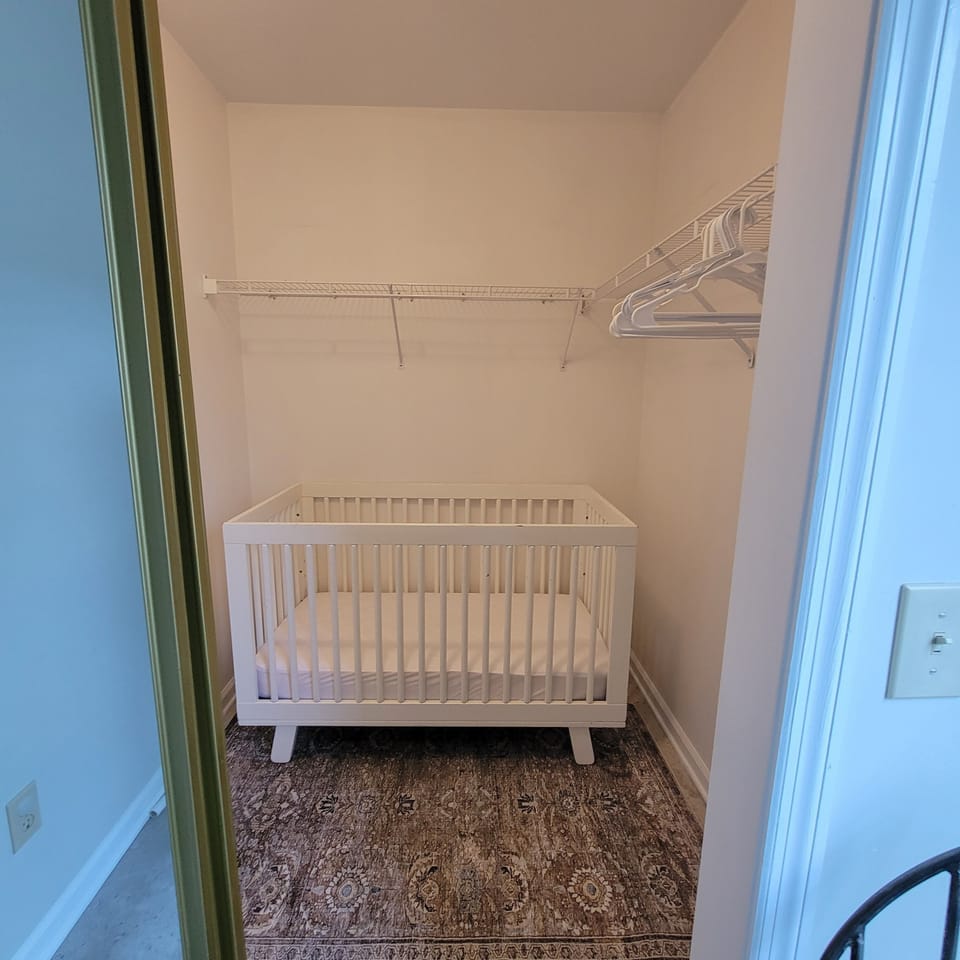 Full sized crib in primary closet, please request fitted sheet prior to arrival.