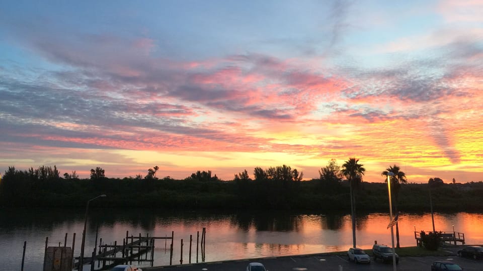 View from the balcony at sunrise.