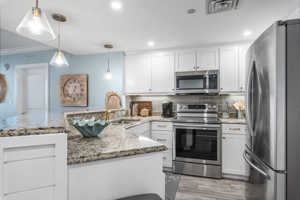 Bright, updated kitchen with clean coastal design and modern finishes
