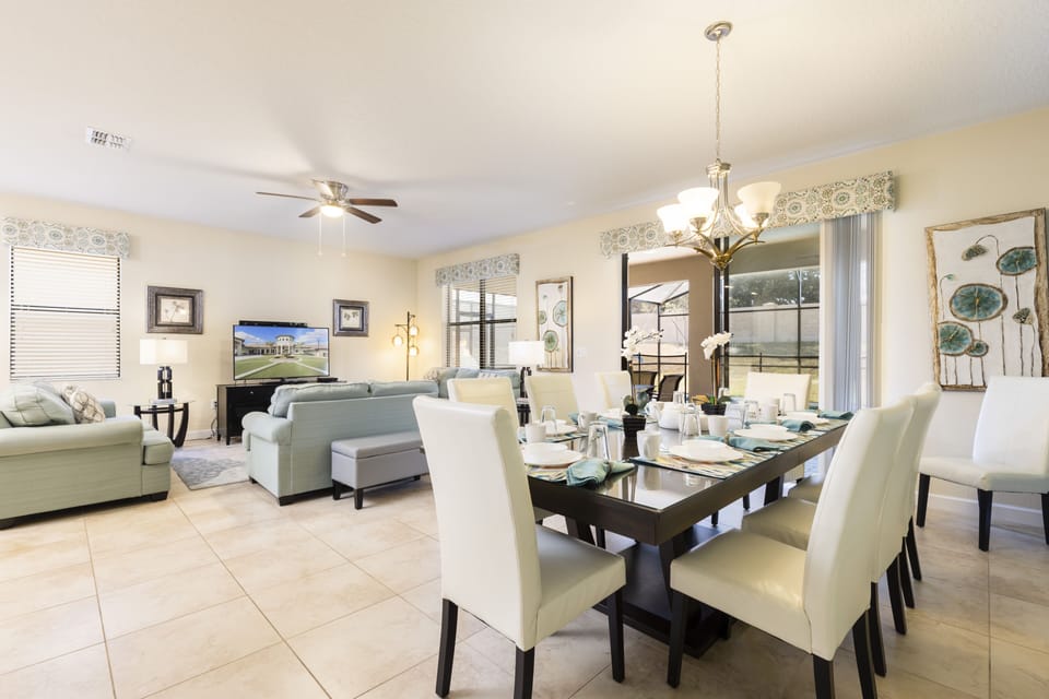 Dining room & living room downstairs 