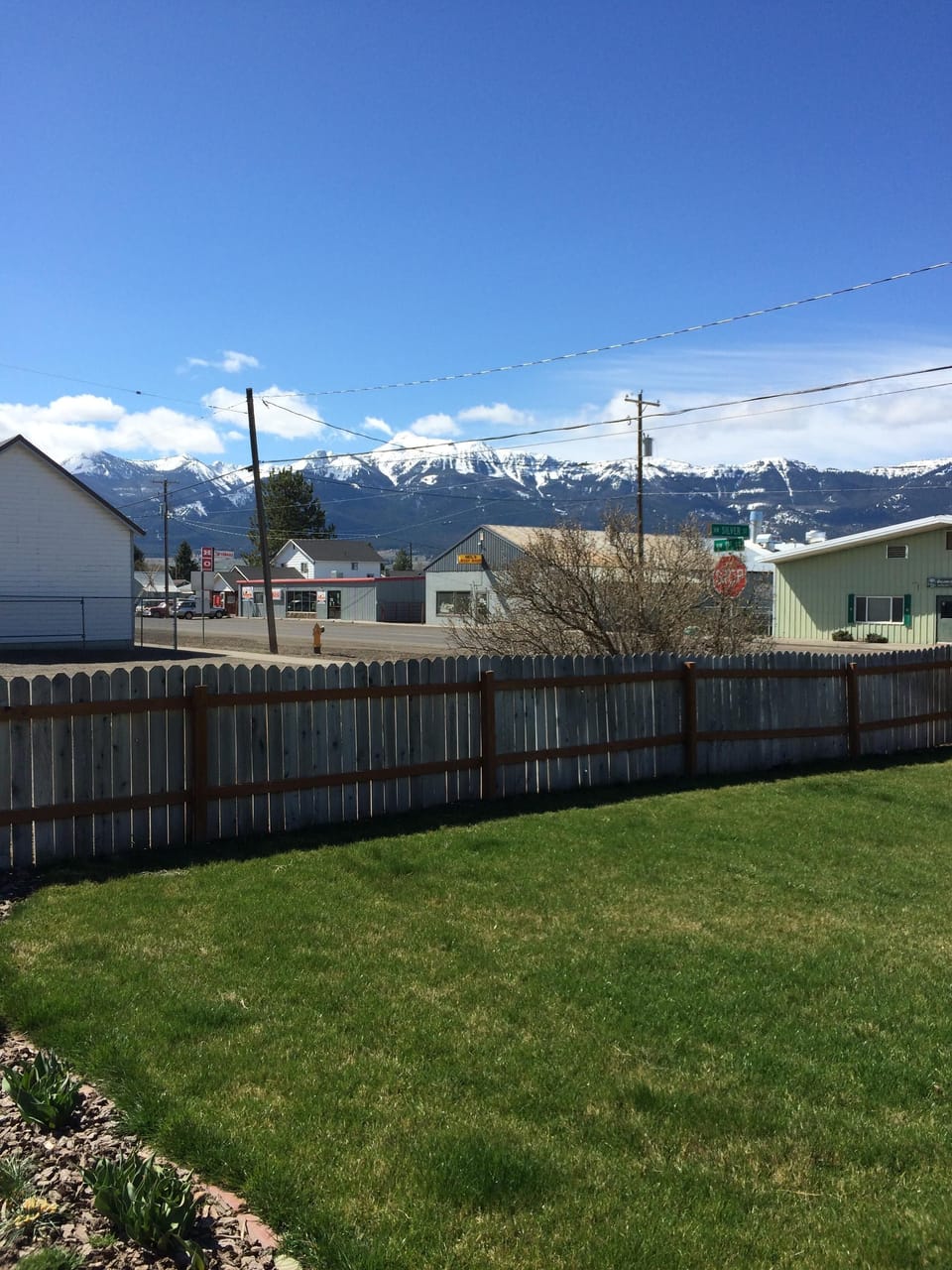 City view of the Wallowa Mountains. Lots of parking.  Large fenced yard.