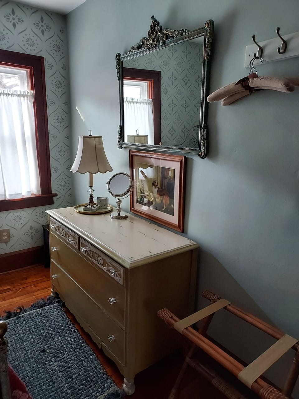 Bedroom#1~Full size bed~Linens provided~Sliding doors for privacy 