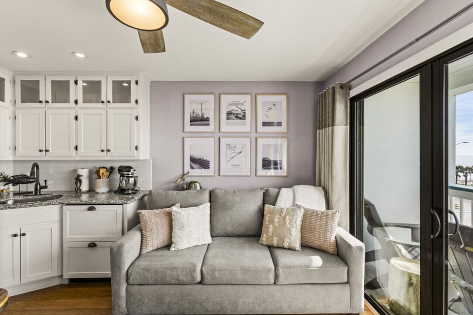 A great sleeper sofa to accommodate more guests in this great beach condo.  Overlooking the beach on the top floor!