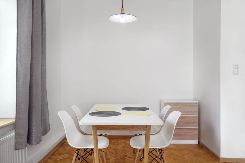 Living room, dining area