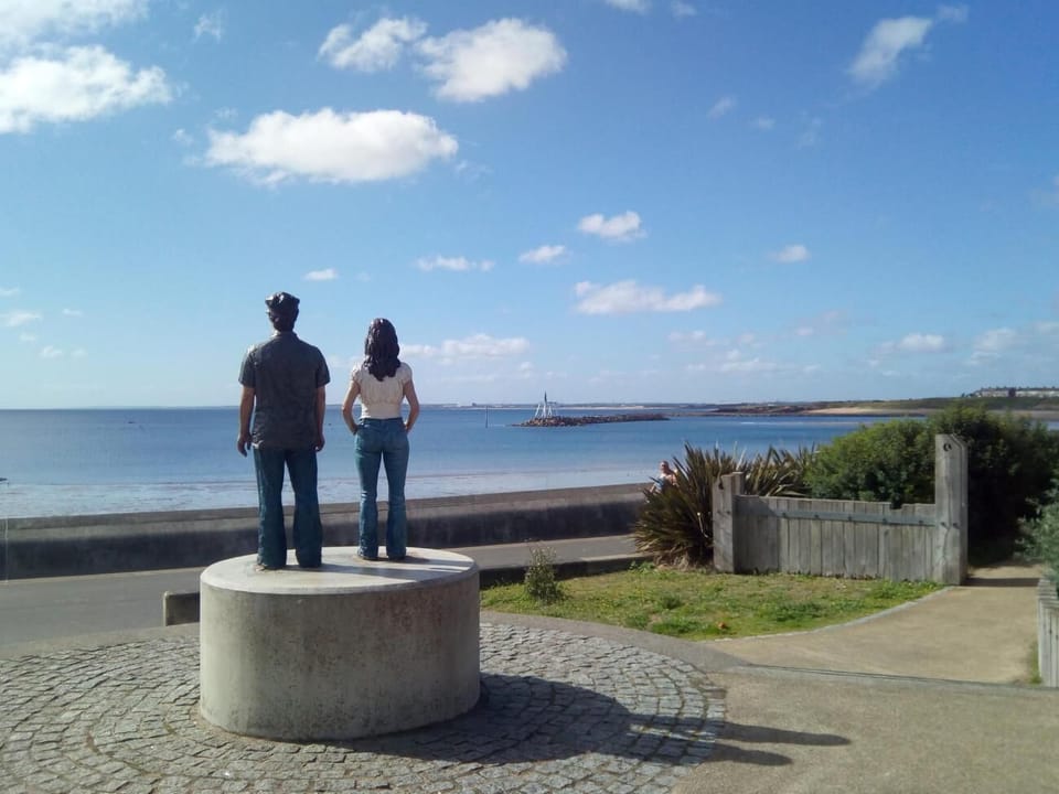 Couple’—Newbiggin’s iconic offshore sculpture, gazing over the North Sea.

