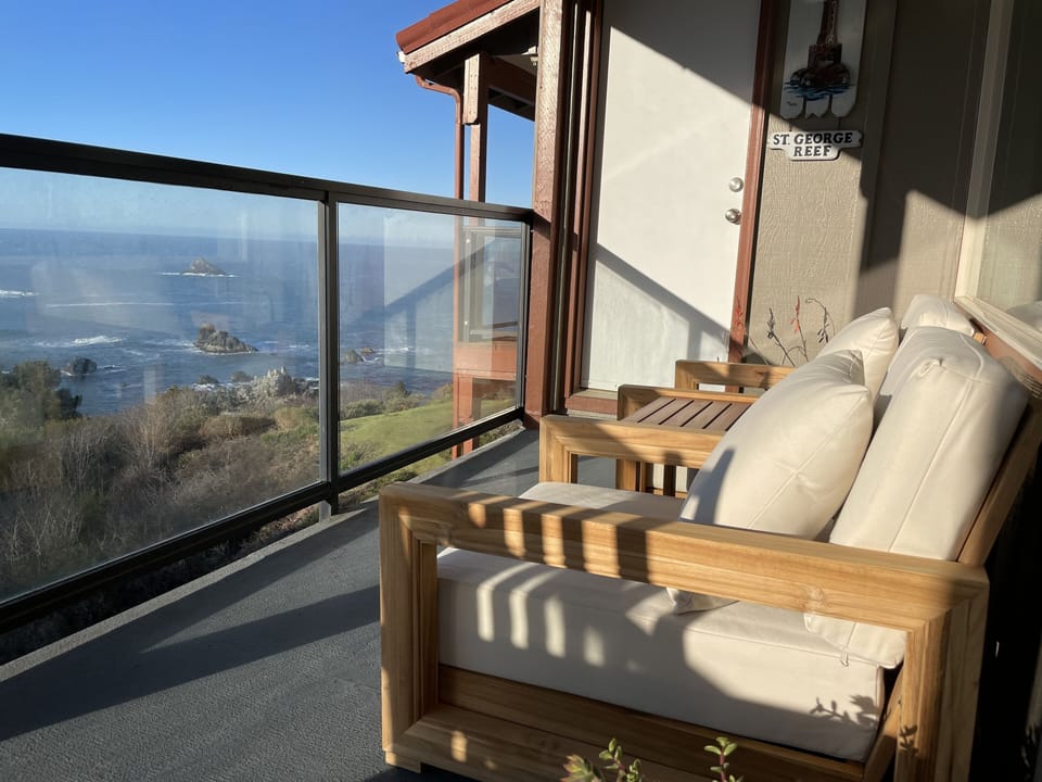 New teak patio chairs to enjoy your ocean  view...