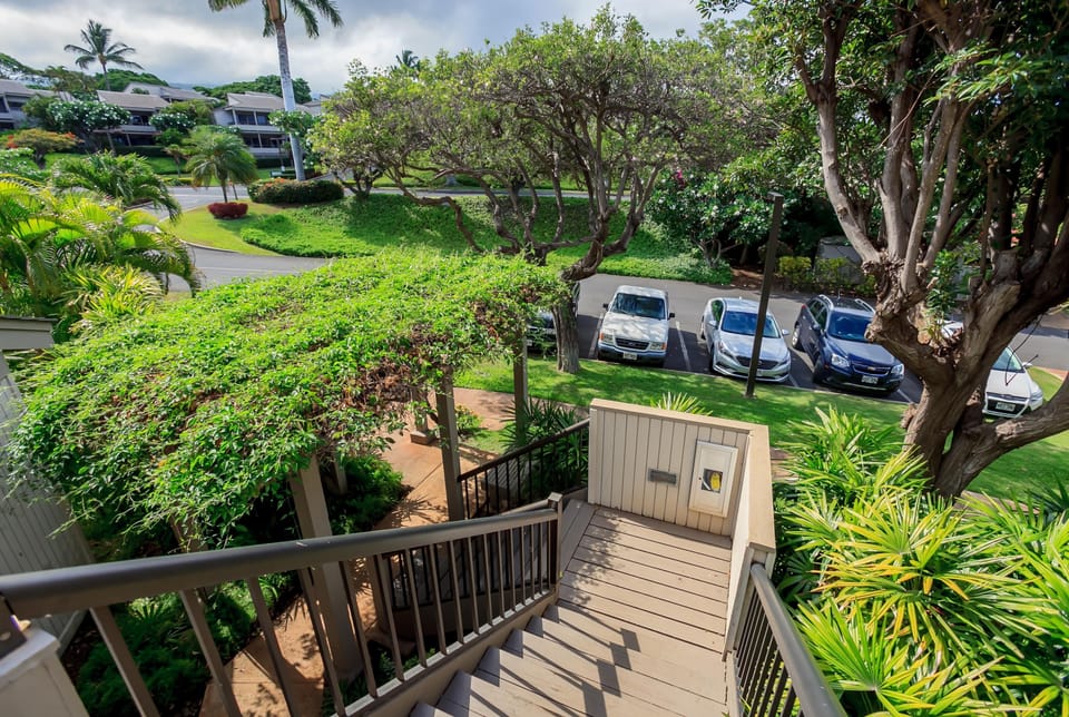 View of free parking from top floor.