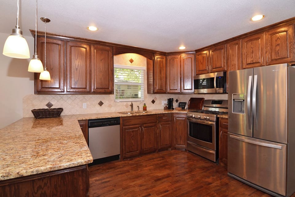 Kitchen includes: pots&pans, glassware, utensils, plates & different appliance