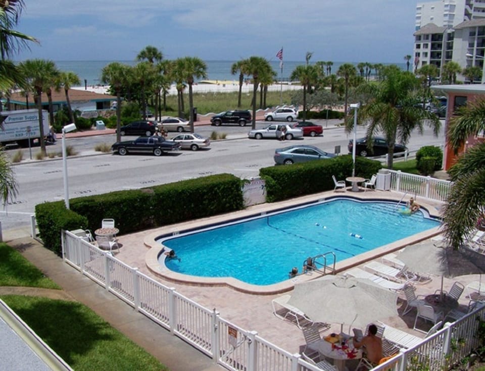 Salt water pool heated year round for enjoyment.
