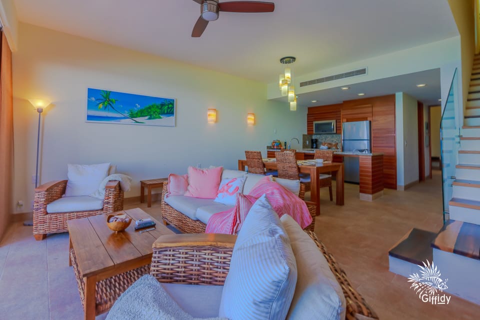 Main Floor with Living room, Kitchen and Guest Bedroom.