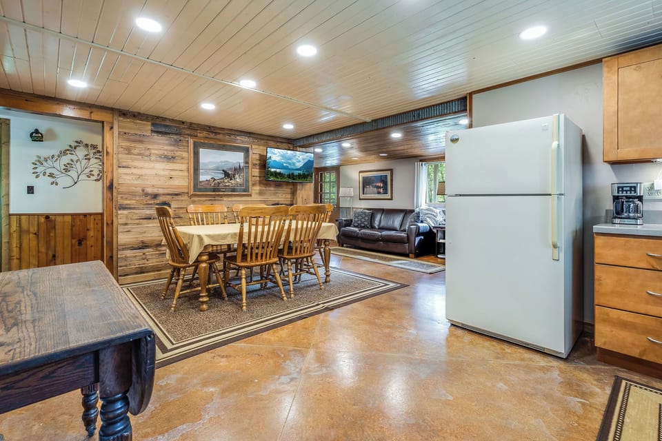 An open floor plan for cooking, dining and relaxing