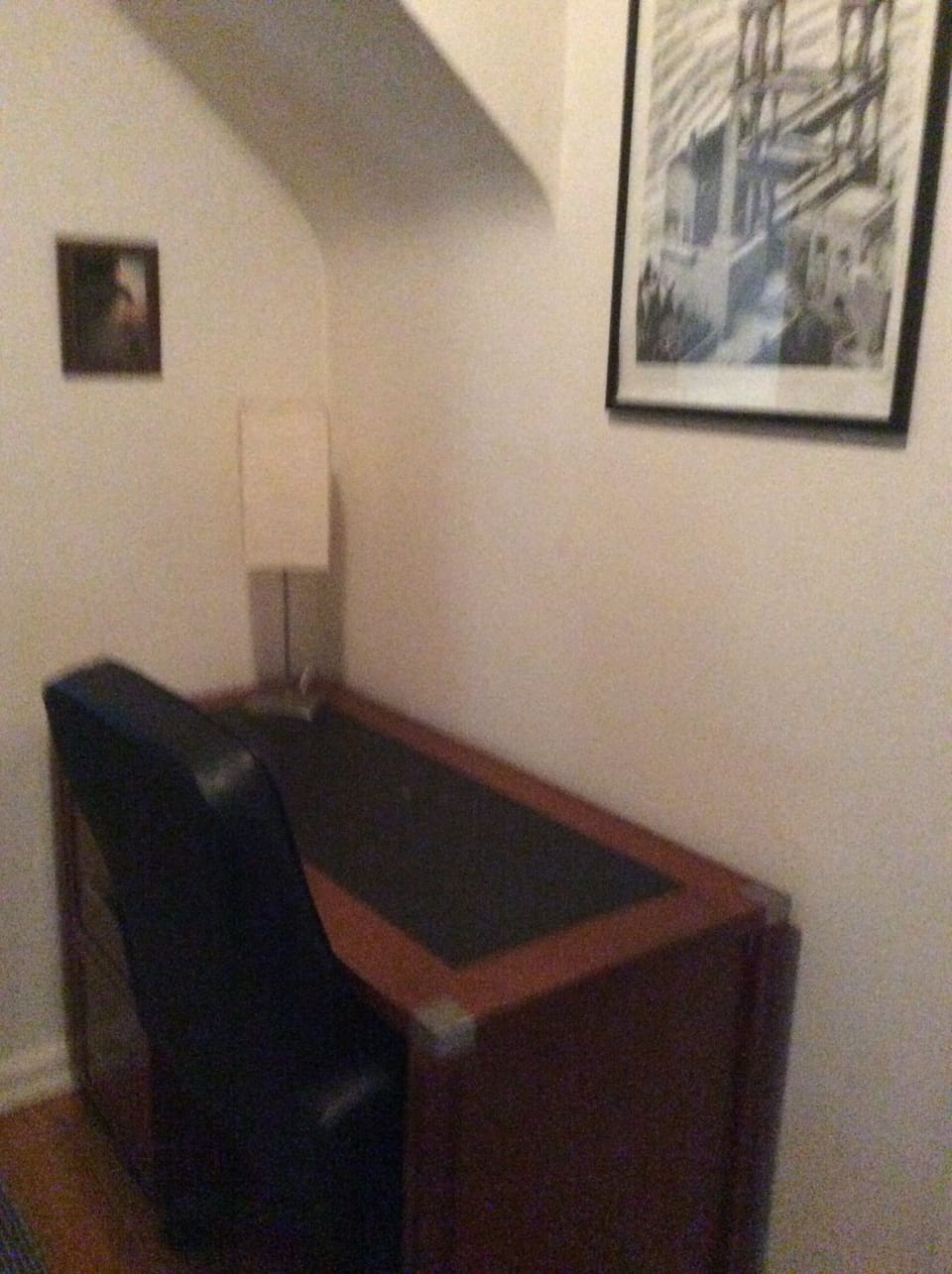 computer desk on the second floor hallway