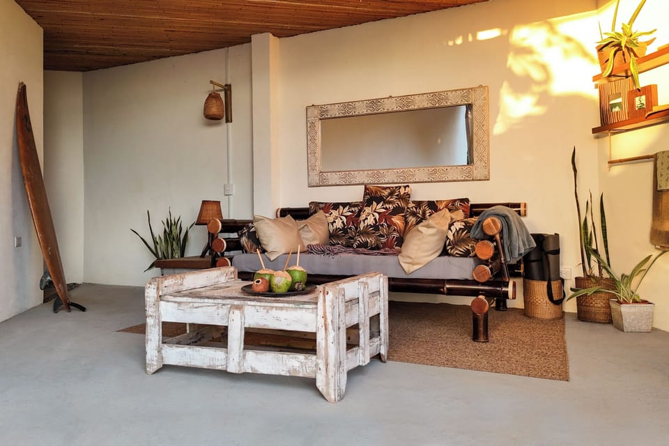 Semi-alfresco Rewilding Lounge. A secure, open-air sanctuary for morning rituals