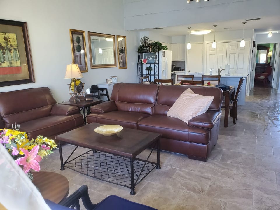2020 - 2 new full-sized leather sofas. Suitable for lounging or sleeping. 
