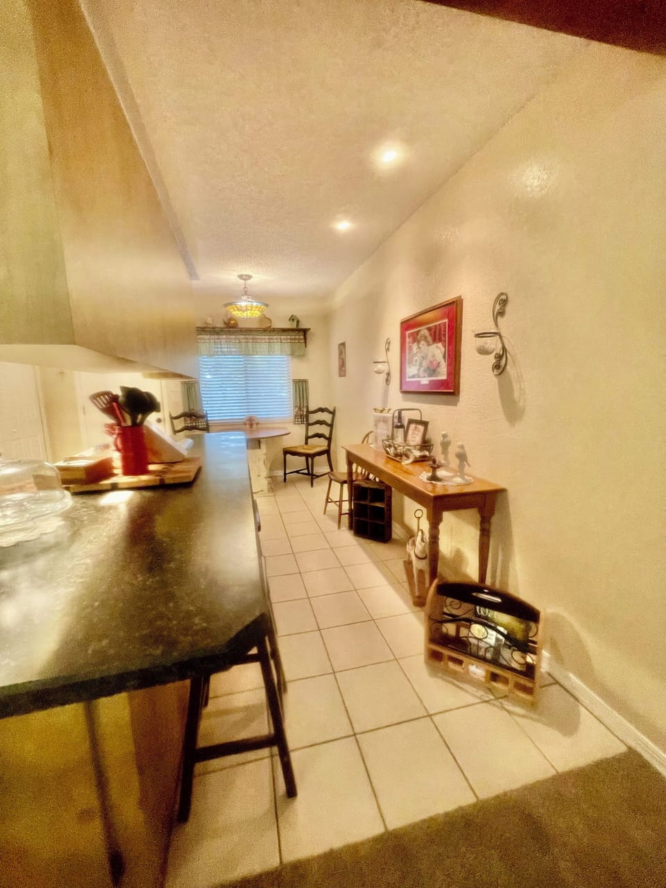 Dining area into the kitchen