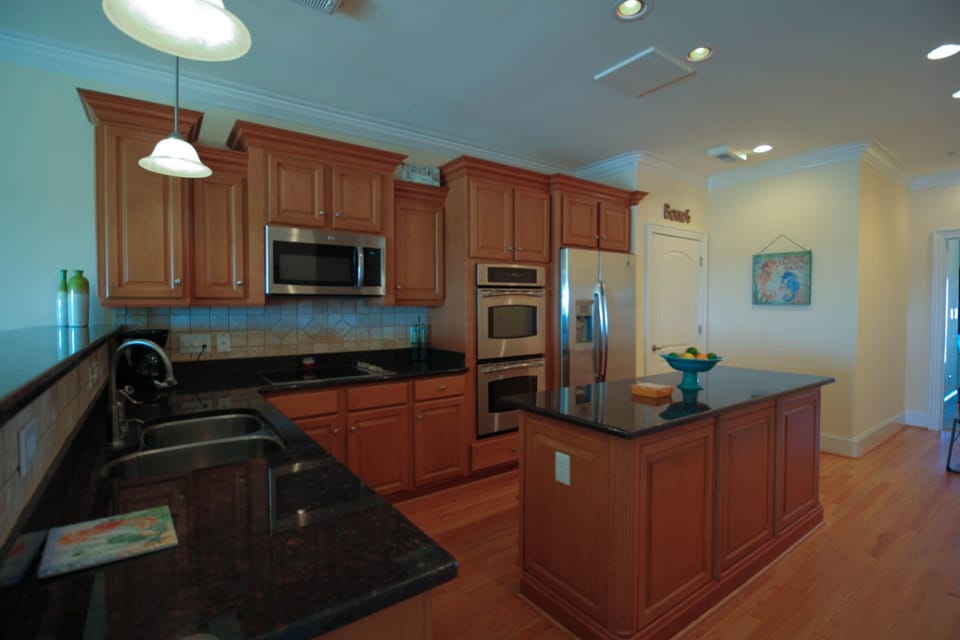 The well-appointed kitchen.