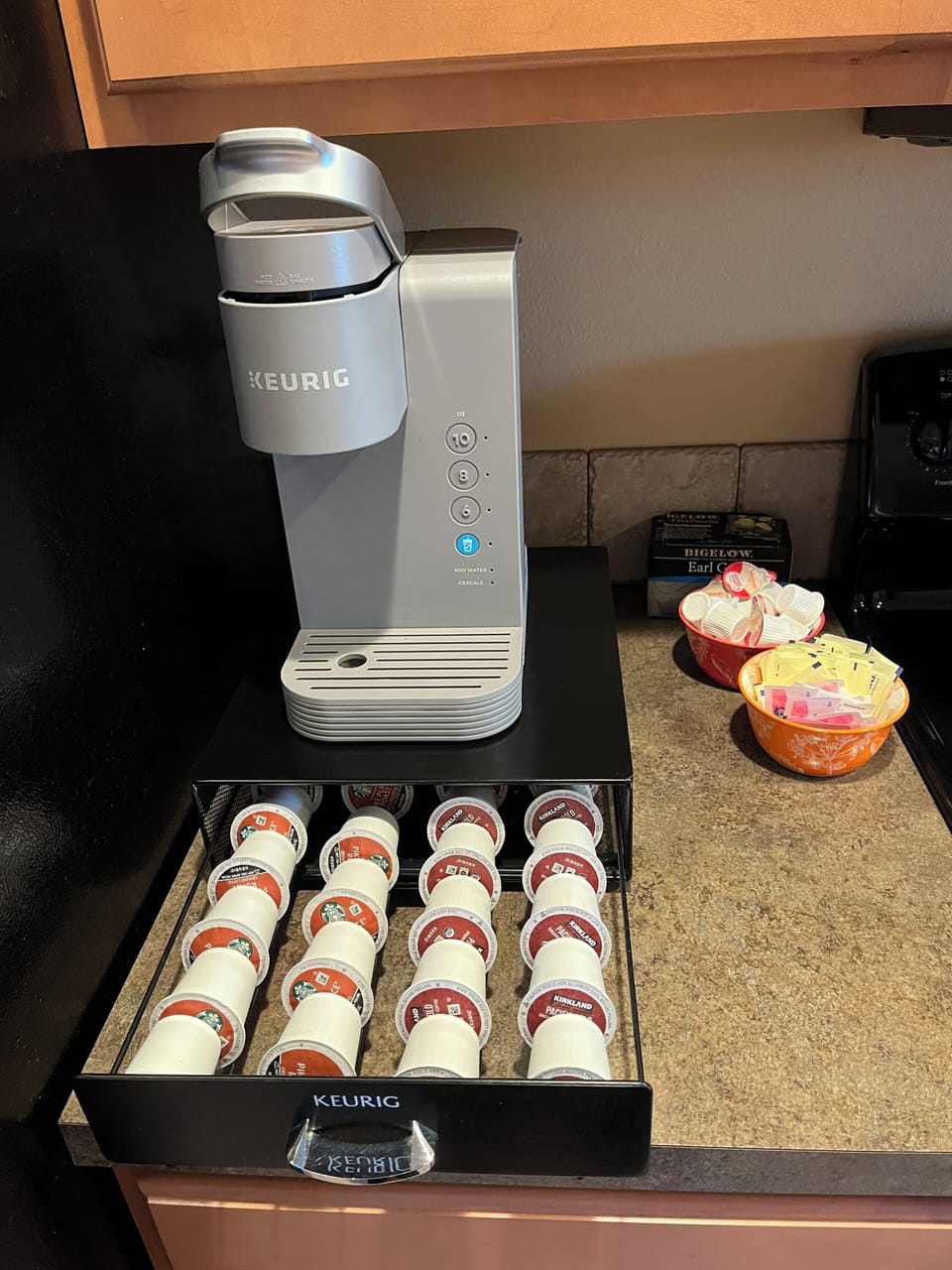 Keurig coffee maker pods are provided.