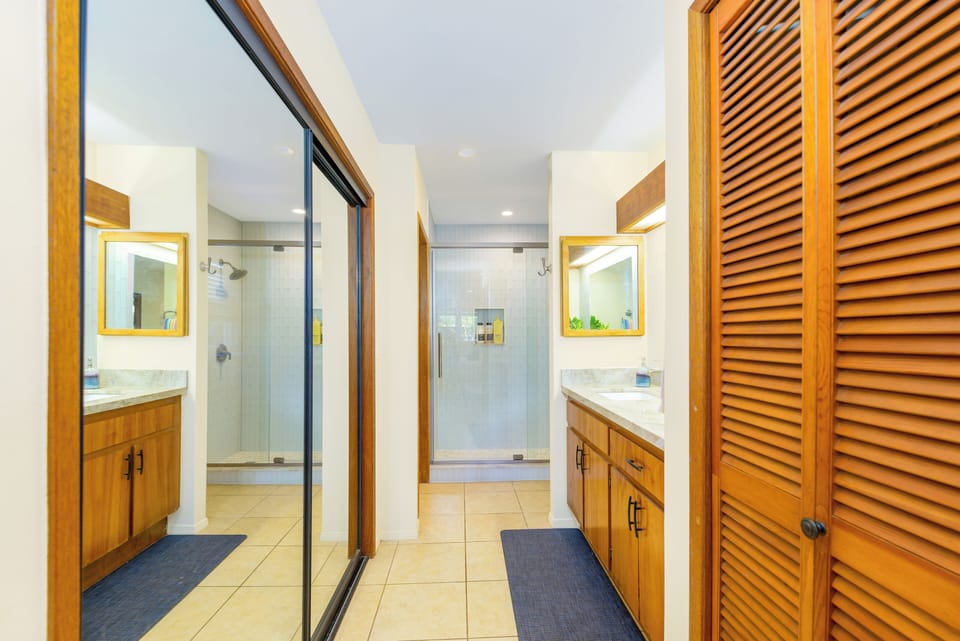 Primary suite has a new walk in shower,  vanity top gorgeous renovation! 