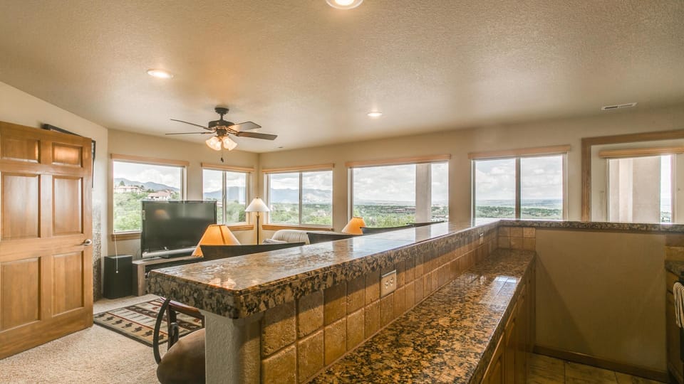 Panoramic view from kitchen and living area.
And city lights at night