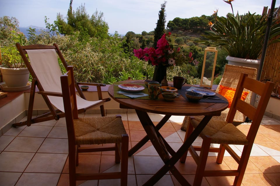 Lunch and dinner on the terrace.