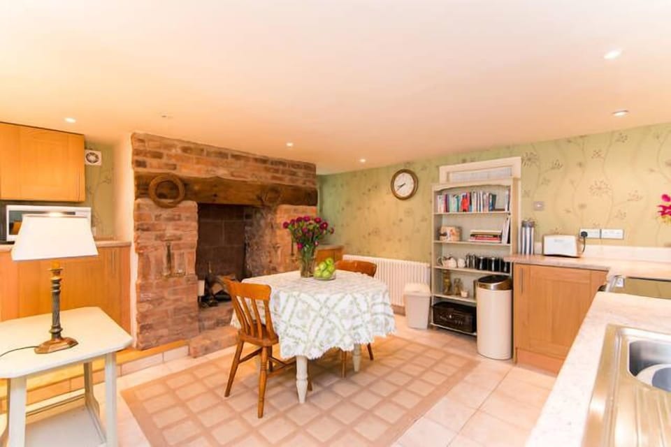 Kitchen with fireplace