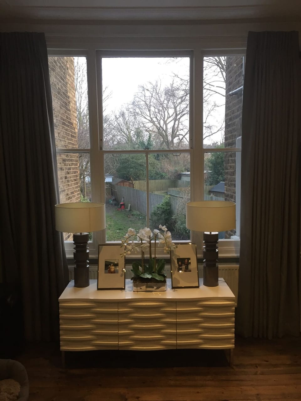 family tv room & view to our private garden