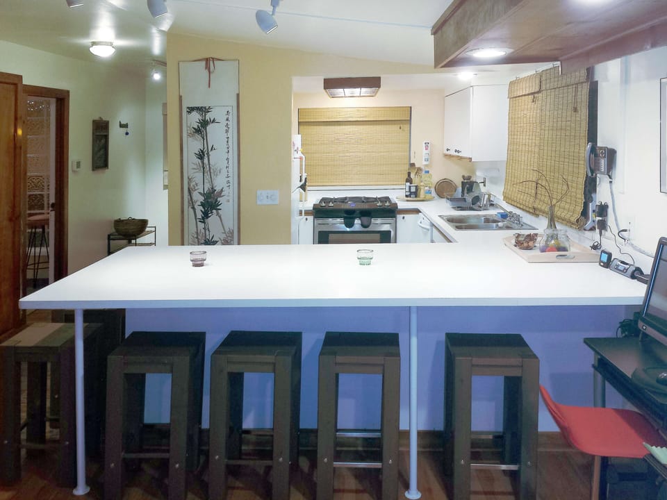 Full kitchen with new appliances, dining area with 40 sq ft quartz island for 8