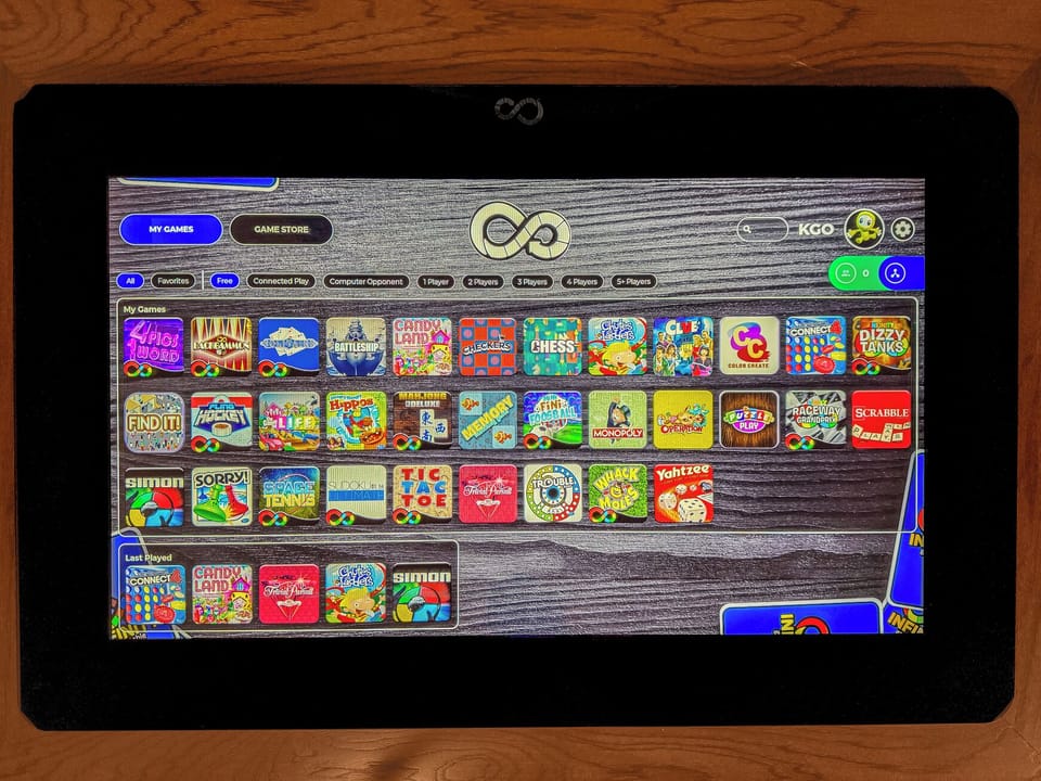 Our game table comes with 50 games or buy something from the game store. And if you don't want to play, just cover it with the wooden cover and you won't know it is there.