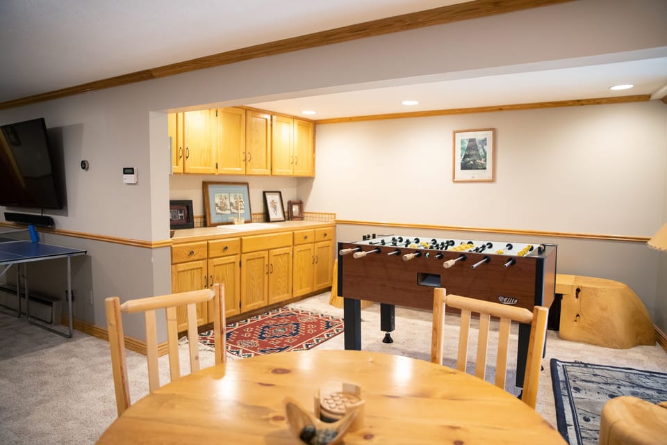 Very spacious basement, with foosball and just off from the hot tub room.