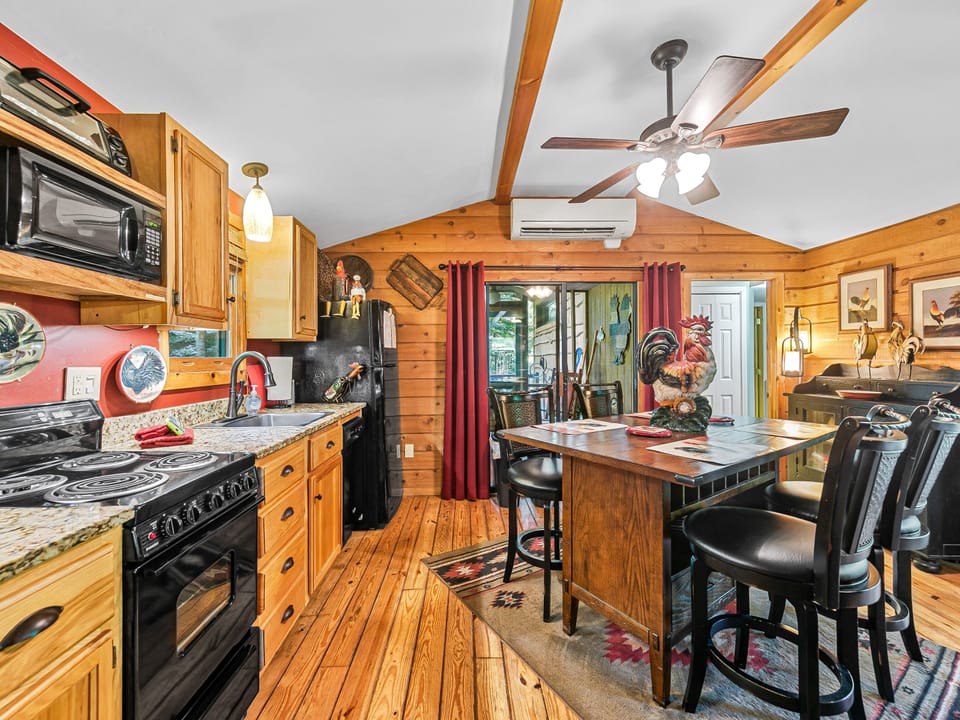 Fridge, stove, microwave, toaster oven, dishwasher, drip & Keurig coffee makers.