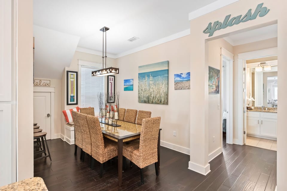 First floor bedroom and bath to the right with private deck, washroom to right