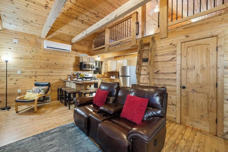 The loft overlooking Broken Bow Lake is accessed via ships ladder
