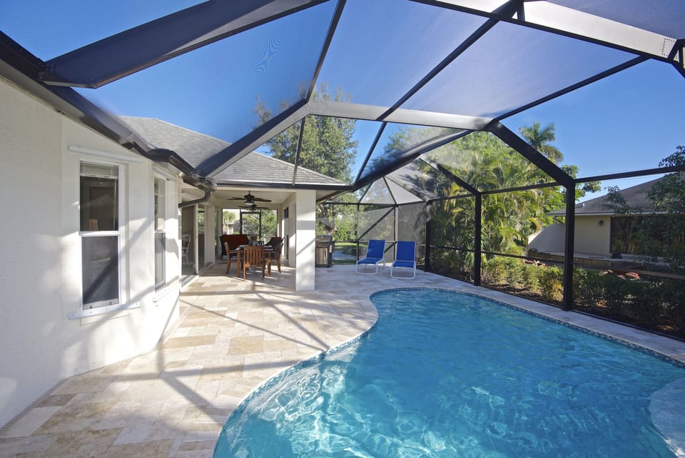 Pool area is full sun.
Photo captured at 8 AM.
