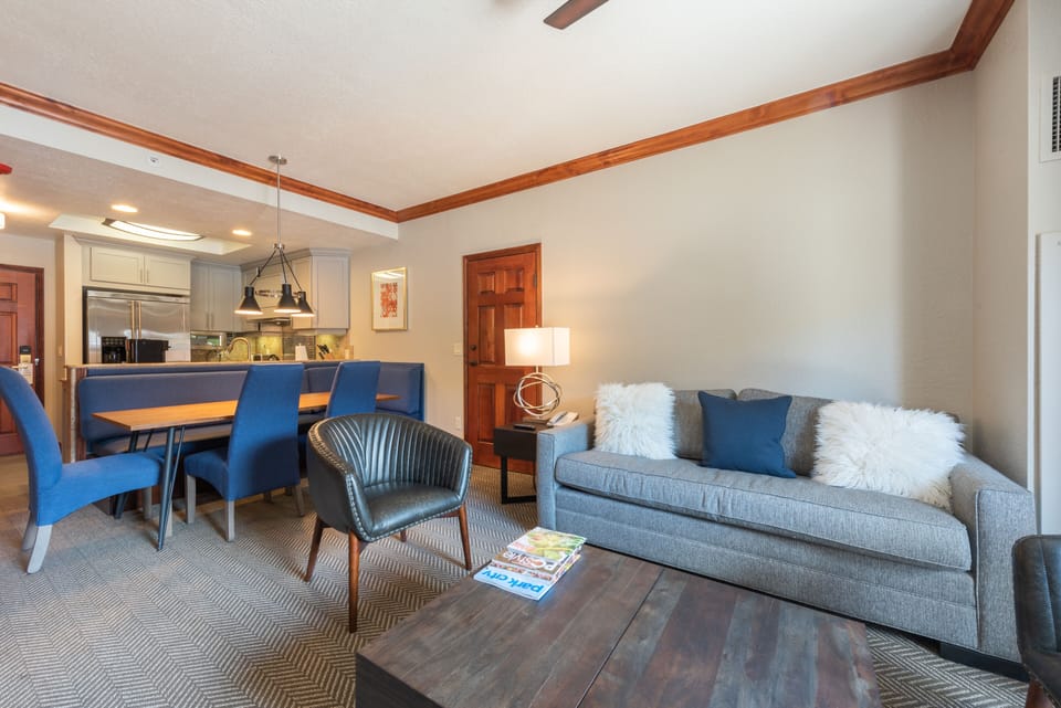 Living room and open kitchen and dinning table
