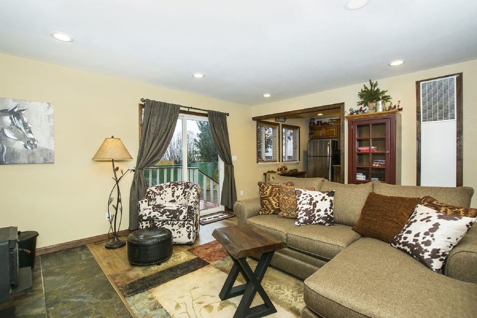 Back deck off the living room and kitchen