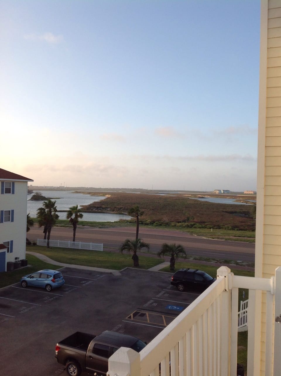 Balcony view of Lake Padre and canal fishing 