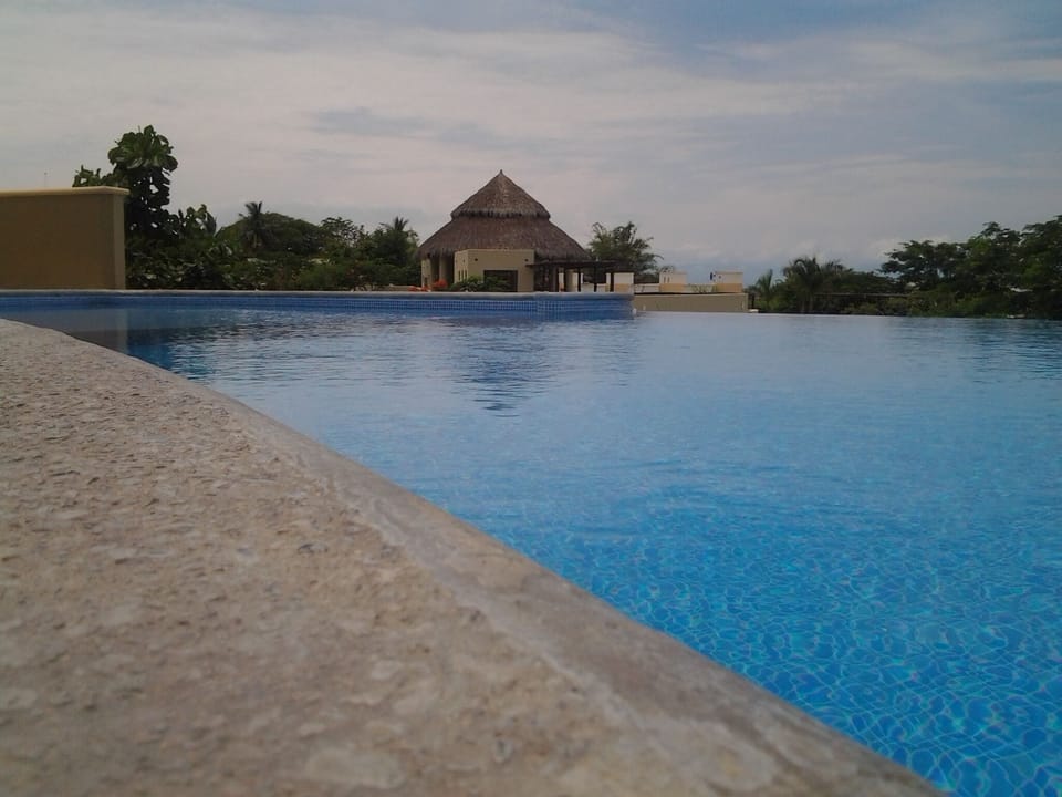Pool side on an overcast day 