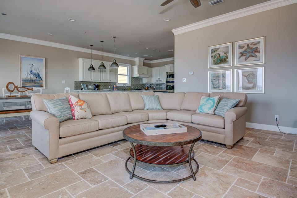 1st floor living room with spacious seating.