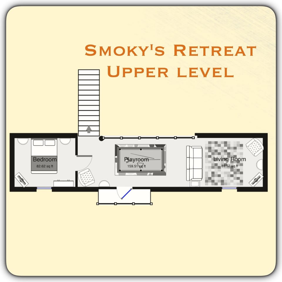 Upper level offers Queen BR and Game Room ***NO Bathroom on this level***