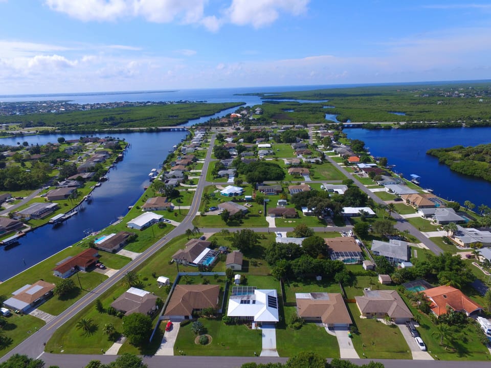 Aerial view out to Charlotte Harbor
