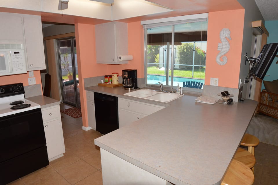 Serve through window to pool/patio area