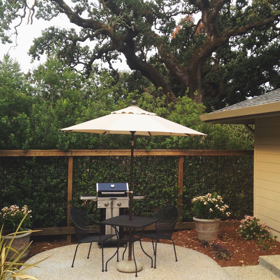 Private patio outside kitchen door