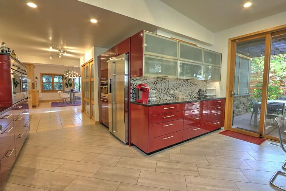 Modern kitchen with stainless steel appliances