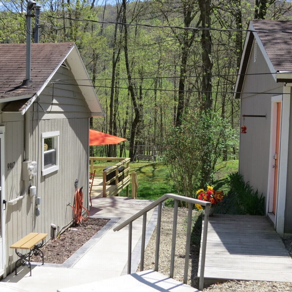 Sidewalk to the back deck and outdoor eating/grilling area 