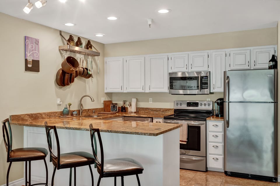 Sit at the Kitchen Bar or choose a Bar table.   