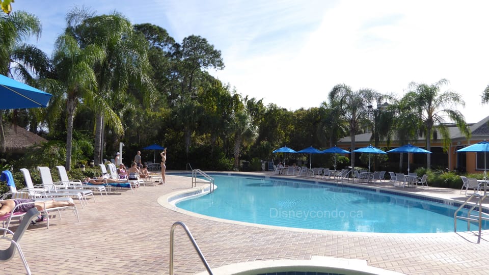 Heated resort pool with loungers
