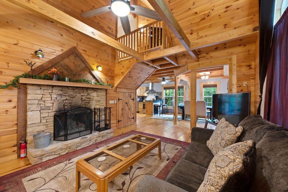 Photo of great room looking into open kitchen area