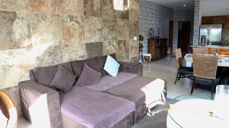 living room whit king hid the bed smart tv