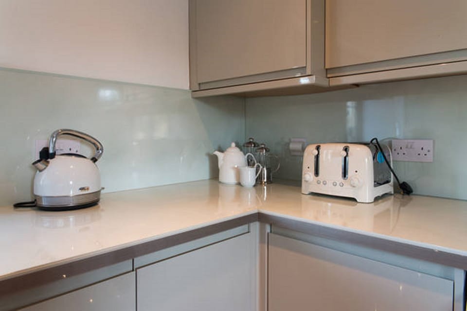 Modern kitchen with microwave